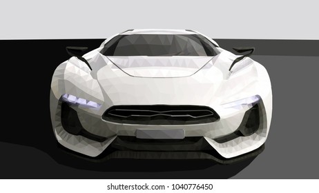 Car Low Poly Coupe Roadster Front Model White Grayscale Wallpaper Background