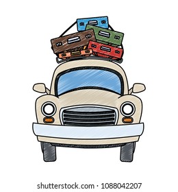 Car with luggage on top scribble
