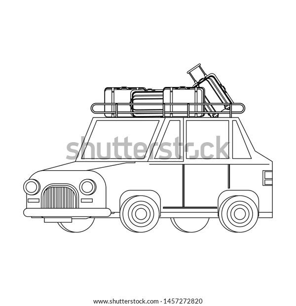 Car with luggage on top\
vehicle isolated vector illustration vector illustration graphic\
design