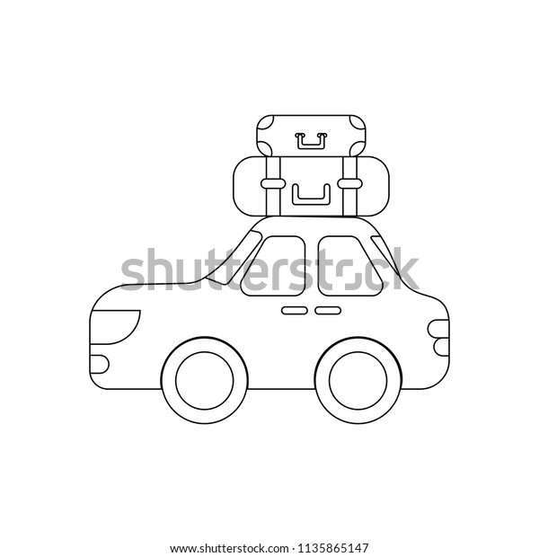 Car with luggage on the white background.\
Vector illustration
