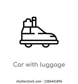 car with luggage vector line icon. Simple element illustration. car with luggage outline icon from transport concept. Can be used for web and mobile