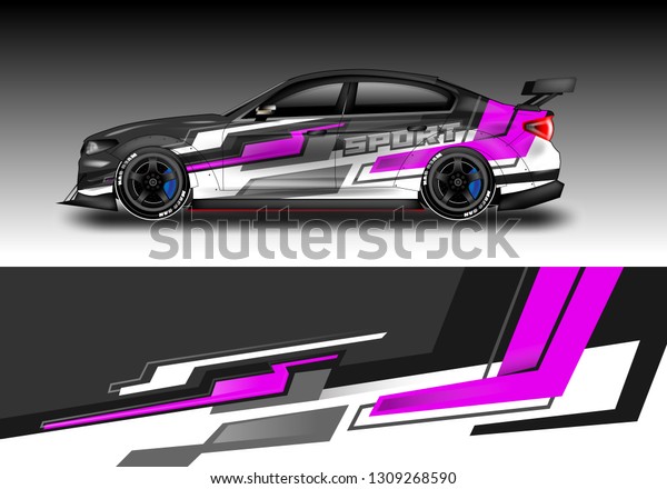 Car\
luxury wrap decal design vector. Graphic abstract background kit\
designs for vehicle, race car, rally, livery\
pink