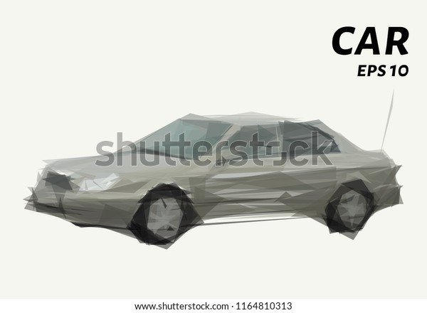 The car is made of triangles. Low poly car.\
Vector illustration