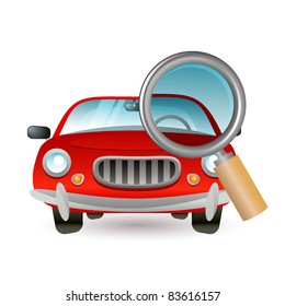car and magnifying glass