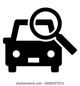 Car and magnifying glass simple vector icon