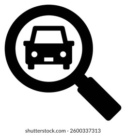 Car and magnifying glass simple vector icon