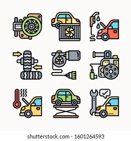 Car maintenance of Color vector icons