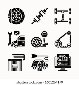 Car maintenance of Glyph vector icons