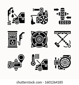 Car maintenance of Glyph vector icons