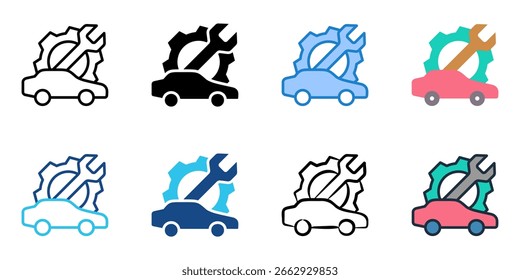 Car maintenance icon set multiple style collection 
