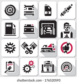 Car maintenance icons. Car vector icons set.