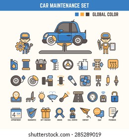 car maintenance infographic elements for kid including characters and icons