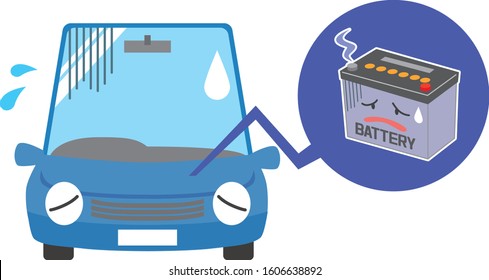 Car maintenance items, bad battery image illustration