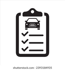 Icono de la lista de mantenimiento de coches. Vector y glifo
