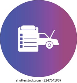 Car Maintenance List Icon, Vehicle Functional Checks, Servicing, Repairing, Replacing Of Necessary Parts Vector Art Illustration․Checked Items in Car․ 
