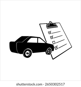 Ícone Da Lista De Manutenção Do Carro, Verificações Funcionais Do Veículo, Manutenção, Reparação, Substituição De Peças Necessárias Vetor Arte Ilustração
