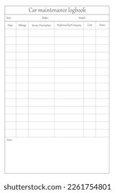 Car Maintenance Logbook Manuscript Size: 6 x 9 inches