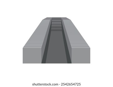 Rampa de manutenção de carro. Ilustração simples plana na exibição em perspectiva. Lado de trás.