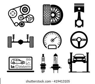 Car Maintenance Repair Icon Set Vector Stock Vector (Royalty Free ...