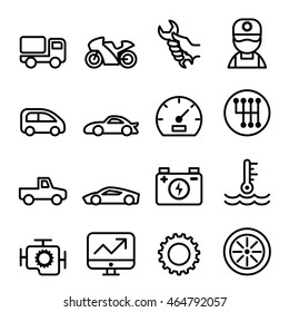 Car maintenance and repair icon set in thin line style 