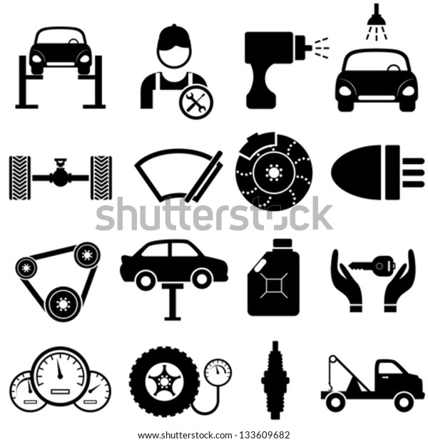 Car Maintenance Repair Icon Set Stock Vector (Royalty Free) 133609682