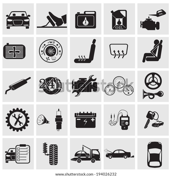 Car maintenance and\
repair icon set