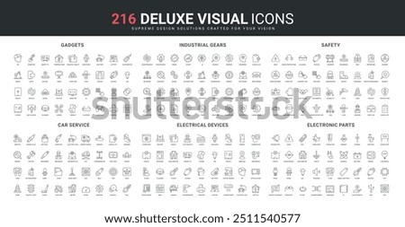 Car maintenance and repair service, diagnostics of automotive parts and electronics line icon set. Safety of work and industrial gears, smart gadgets thin black outline symbols vector illustration