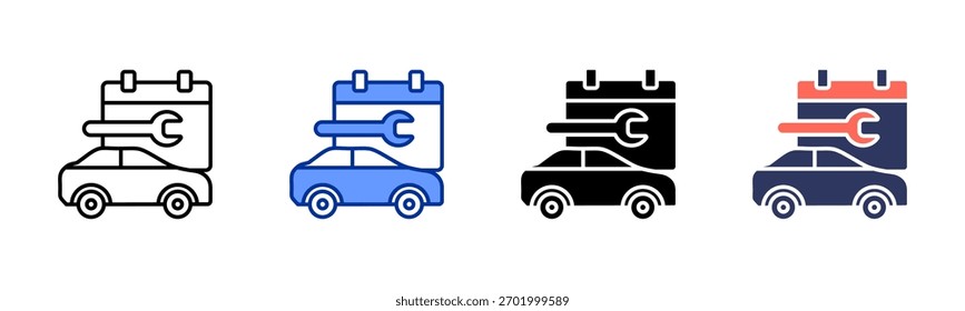 Car Maintenance Schedule icon set multiple style collection