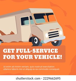 Car maintenance and service for your vehicle. Repairing and fixing old and rusted transports and RV. Professional team taking care of automobile, restoration and renovation. Vector in flat style