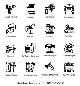 Car Maintenance Solid Icons Pack