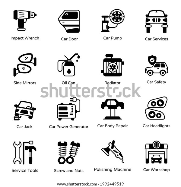 Car Maintenance Solid Icons\
Pack