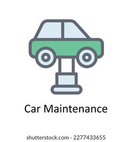 Vector de mantenimiento del automóvil    Rellenar iconos de contorno. Material gráfico simple