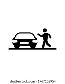 coche con icono man,mejor icono plano vector.