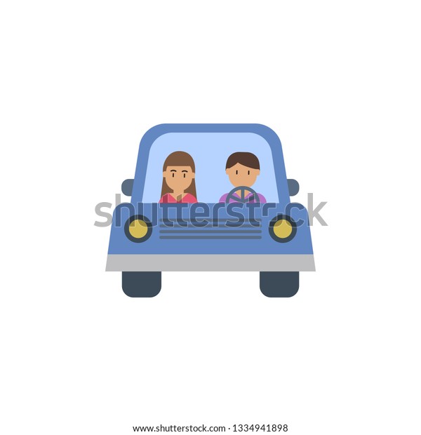 Car, man, woman cartoon\
icon. Element of color travel icon. Premium quality graphic design\
icon. Signs and symbols collection icon for websites, web design,\
mobile app