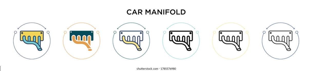 Icono del colector de coches en estilo relleno, delgado, contorno y trazo. Ilustración vectorial de dos iconos vectoriales coloridos y negros se puede utilizar para móviles, ui, web