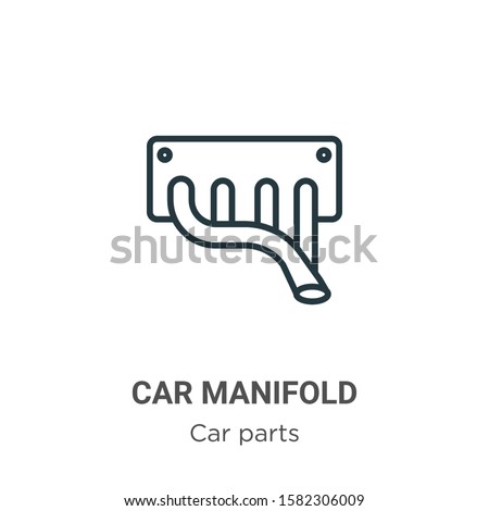 Car manifold outline vector icon. Thin line black car manifold icon, flat vector simple element illustration from editable car parts concept isolated on white background