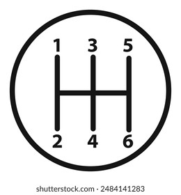 car manual shift lever icon black and white vector sign