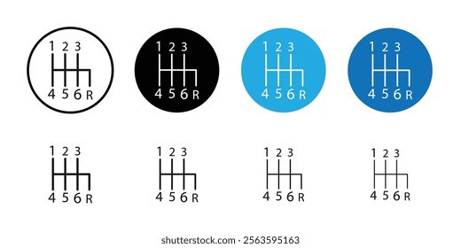 car manual shift lever icon Flat outline fill set collection