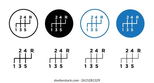 car manual shift lever icon Flat simple outline set