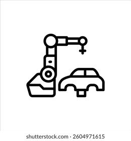 Car Manufacture outline icon. industrial robot black line illustration.