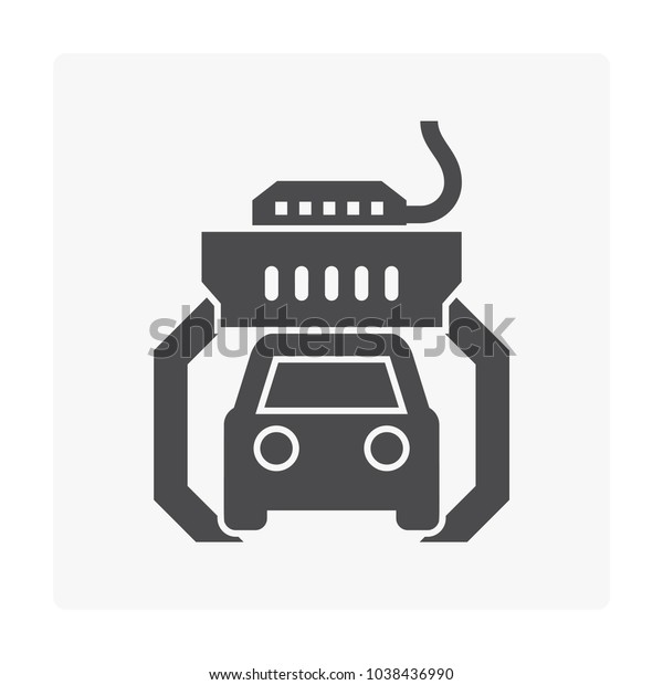 Car manufacture and\
robot icon on white.