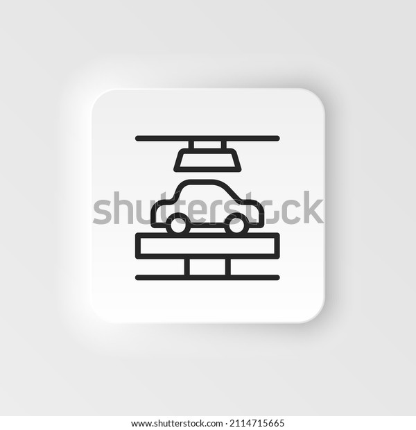 Car manufacturing,\
automobile robot icon - Vector neumorphic style vector icon on\
white background