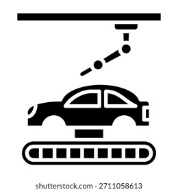 Ilustración vectorial de glifo de icono de fabricación de automóviles