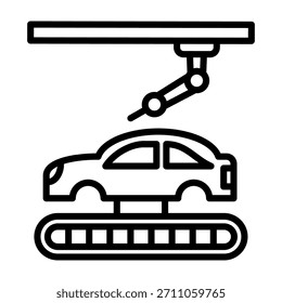 Ilustración vectorial de línea de iconos de fabricación de automóviles