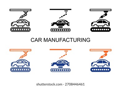 Car Manufacturing Icon Multi Style Vector Illustration