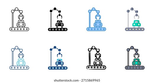 Colección de Vector de estilo múltiple del sistema de la fabricación del coche. Trazo editable 
