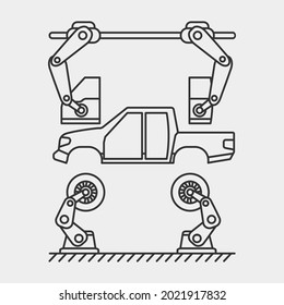 Indicador de icono de vector de fabricación de automóviles