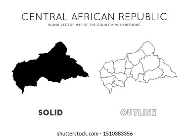 CAR map. Blank vector map of the Country with regions. Borders of CAR for your infographic. Vector illustration.