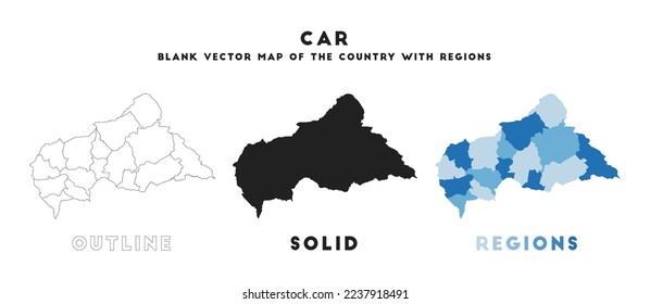 CAR map. Borders of CAR for your infographic. Vector country shape. Vector illustration.