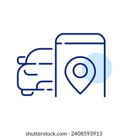 Aplicación de ubicación de mapas y coches. Trazo de píxeles perfecto, editable